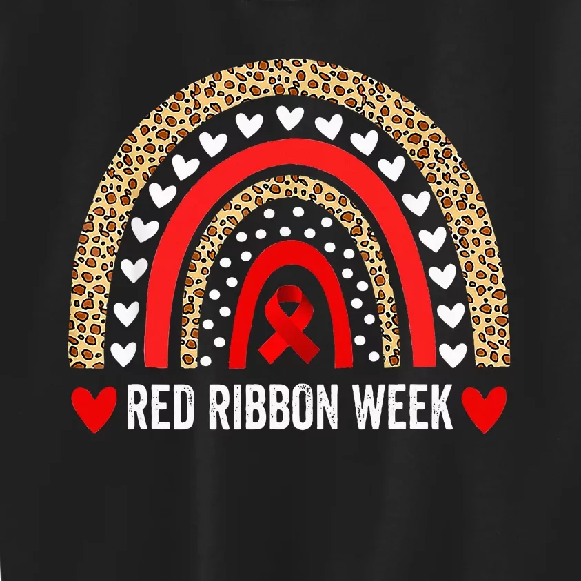 Red For Red Ribbon Week Awareness Rainbow Kids Sweatshirt