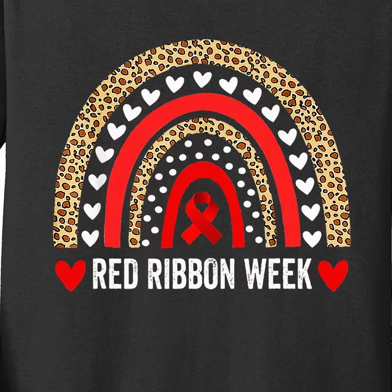 Red For Red Ribbon Week Awareness Rainbow Kids Long Sleeve Shirt