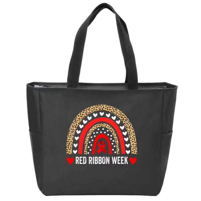 Red For Red Ribbon Week Awareness Rainbow Zip Tote Bag