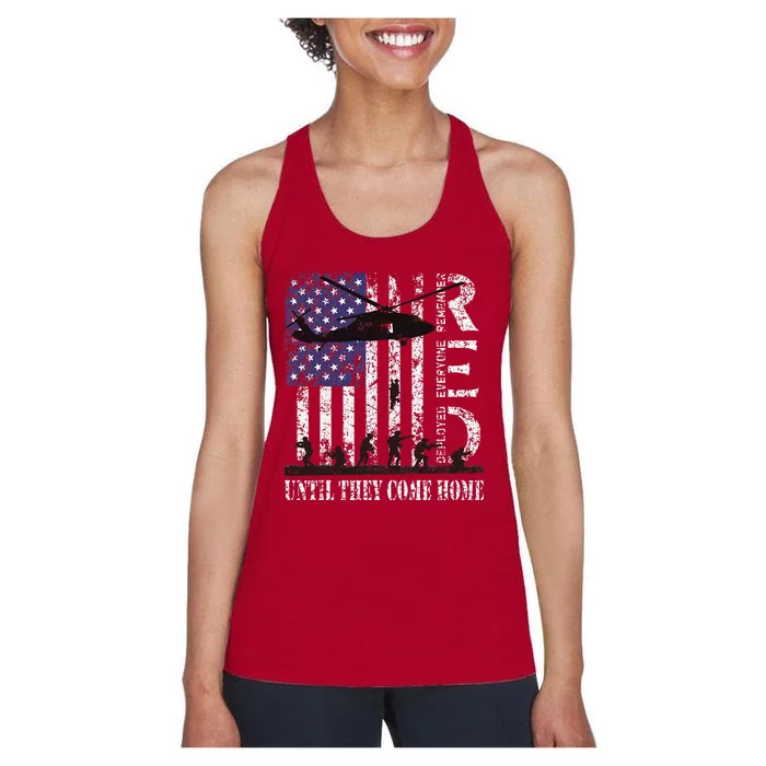 RED Friday Remember Everyone Deployed US Flag Army Vintage Women's Racerback Tank