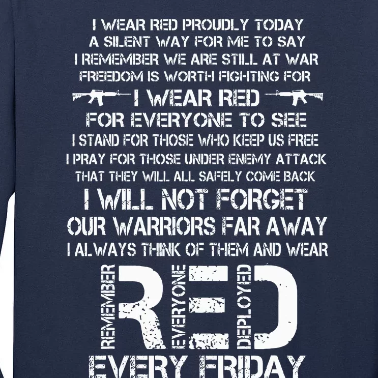 Red Friday Remember The Deployed Military Troops Poem Tall Long Sleeve T-Shirt