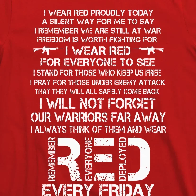 Red Friday Remember The Deployed Military Troops Poem T-Shirt