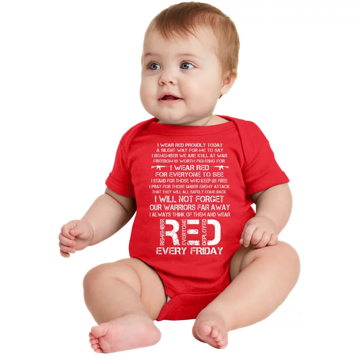 Red Friday Remember The Deployed Military Troops Poem Baby Bodysuit