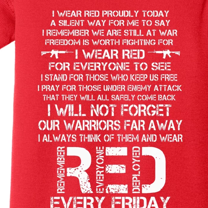 Red Friday Remember The Deployed Military Troops Poem Baby Bodysuit