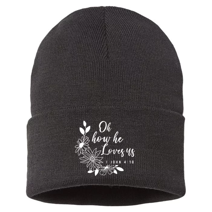 Religious Floral Religious Christian Sustainable Knit Beanie