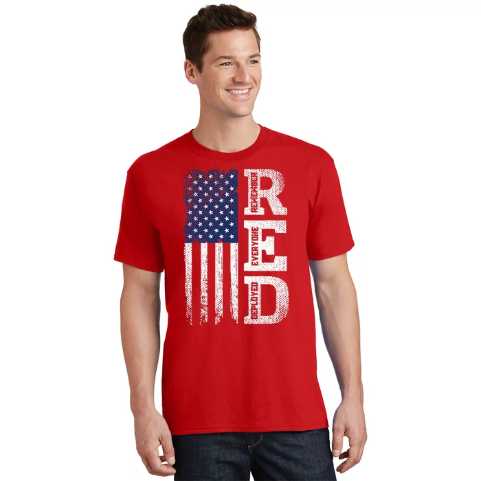 RED Friday Remember Everyone Deployed US Flag Army Vintage T-Shirt