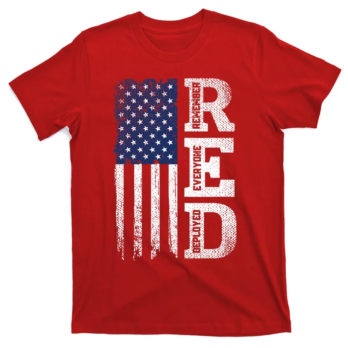 RED Friday Remember Everyone Deployed US Flag Army Vintage T-Shirt