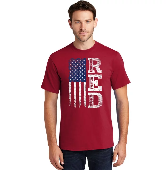 RED Friday Remember Everyone Deployed US Flag Army Vintage Tall T-Shirt