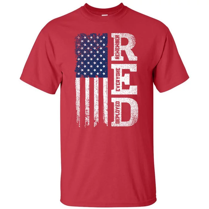 RED Friday Remember Everyone Deployed US Flag Army Vintage Tall T-Shirt