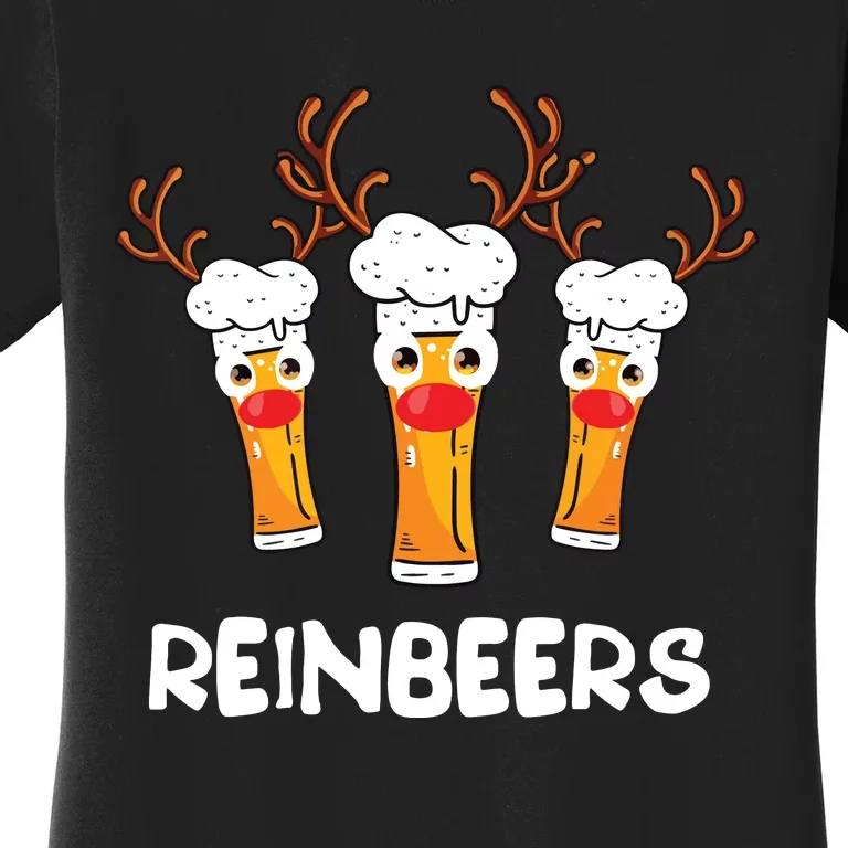 Reinbeers Funny Reindeer Beer Christmas Drinking Xmas Gift Women's T-Shirt