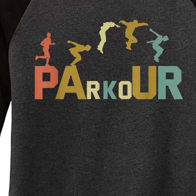 Retro Free Running Parkour Women's Tri-Blend 3/4-Sleeve Raglan Shirt