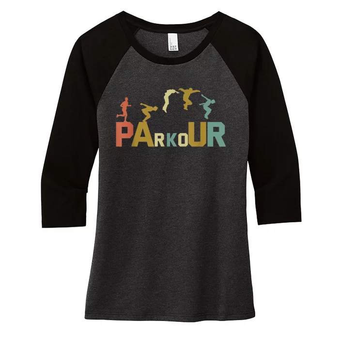 Retro Free Running Parkour Women's Tri-Blend 3/4-Sleeve Raglan Shirt