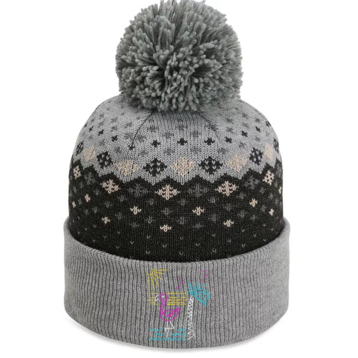 Retro Flamingo The Baniff Cuffed Pom Beanie