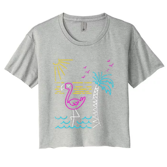 Retro Flamingo Women's Crop Top Tee