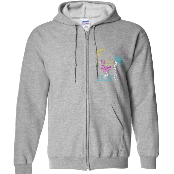 Retro Flamingo Full Zip Hoodie