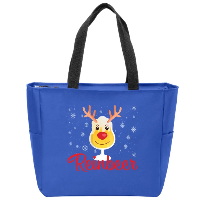 Reinbeer Funny Reindeer Beer Christmas Ing Party Xmas Cute Gift Zip Tote Bag