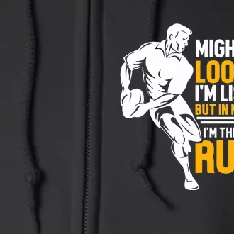 Rugbys Funny Rugby Sports I'm Thinking About Rugby Full Zip Hoodie