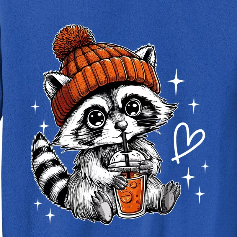 Retro Fall Racoon Coffee Feral Racoon Pumpkin Autumn Y Gift Tall Sweatshirt