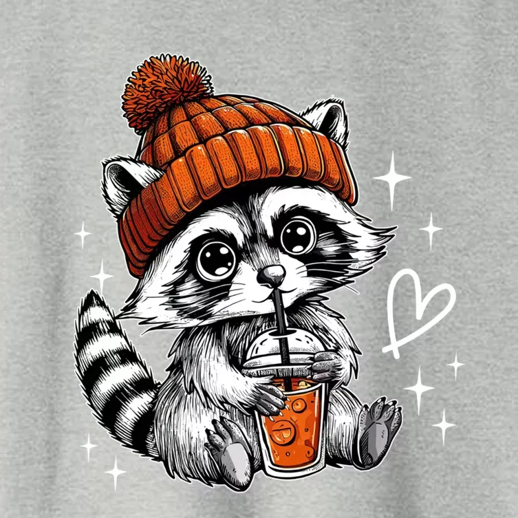 Retro Fall Racoon Coffee Feral Racoon Pumpkin Autumn Y Gift Women's Crop Top Tee