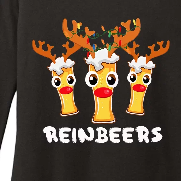 Reinbeers Funny Reindeer Beer Christmas Drinking Xmas Pajama Womens CVC Long Sleeve Shirt