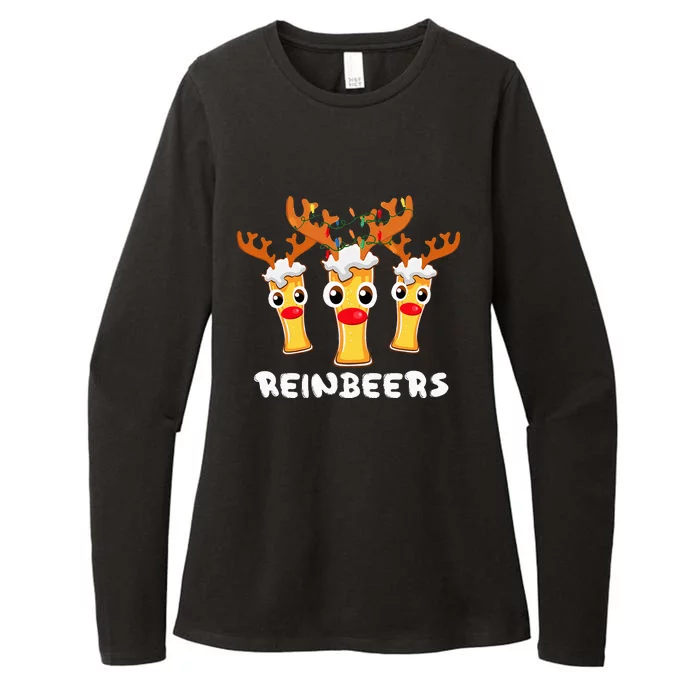 Reinbeers Funny Reindeer Beer Christmas Drinking Xmas Pajama Womens CVC Long Sleeve Shirt