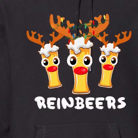 Reinbeers Funny Reindeer Beer Christmas Drinking Xmas Pajama Premium Hoodie