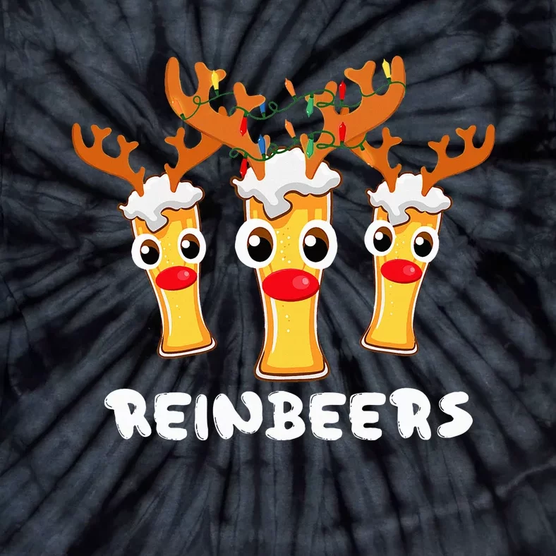 Reinbeers Funny Reindeer Beer Christmas Drinking Xmas Pajama Tie-Dye T-Shirt