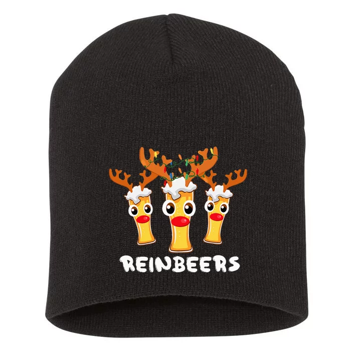 Reinbeers Funny Reindeer Beer Christmas Drinking Xmas Pajama Short Acrylic Beanie