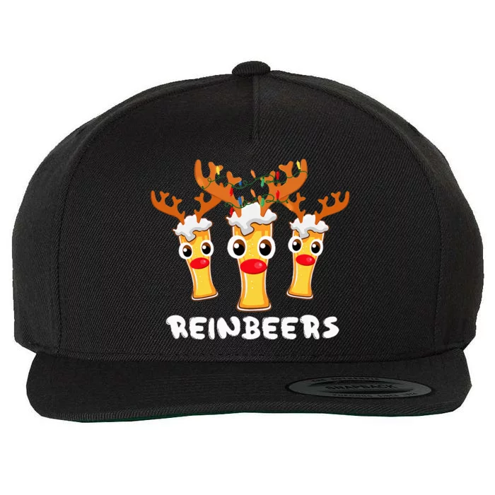 Reinbeers Funny Reindeer Beer Christmas Drinking Xmas Pajama Wool Snapback Cap