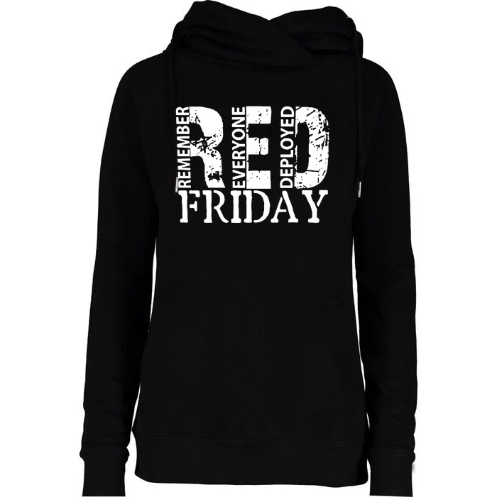 Red Friday Remember Everyone Deployed Womens Funnel Neck Pullover Hood