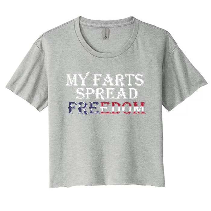 Redneck Farts Spread Freedom Country Joke Usa Flag Humor Gift Women's Crop Top Tee