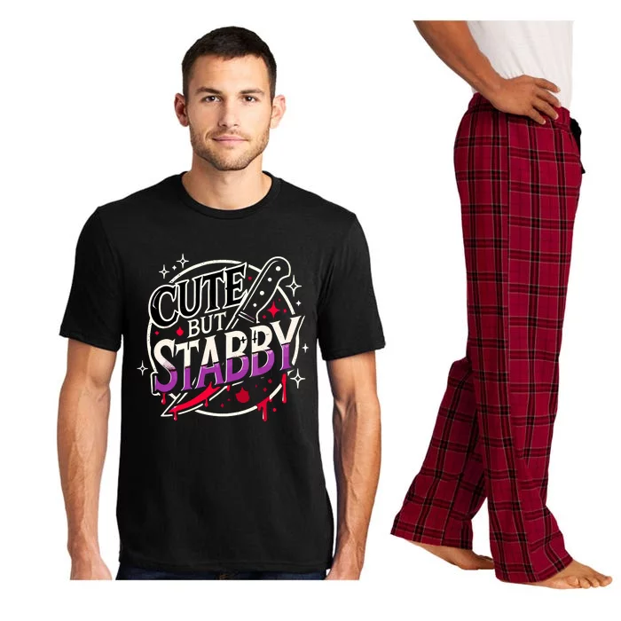 Retro Funny Scary Cute But Stabby Spooky Hallowen Dark Humor Pajama Set