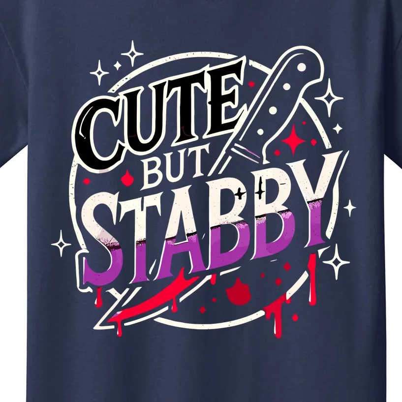 Retro Funny Scary Cute But Stabby Spooky Hallowen Dark Humor Kids T-Shirt