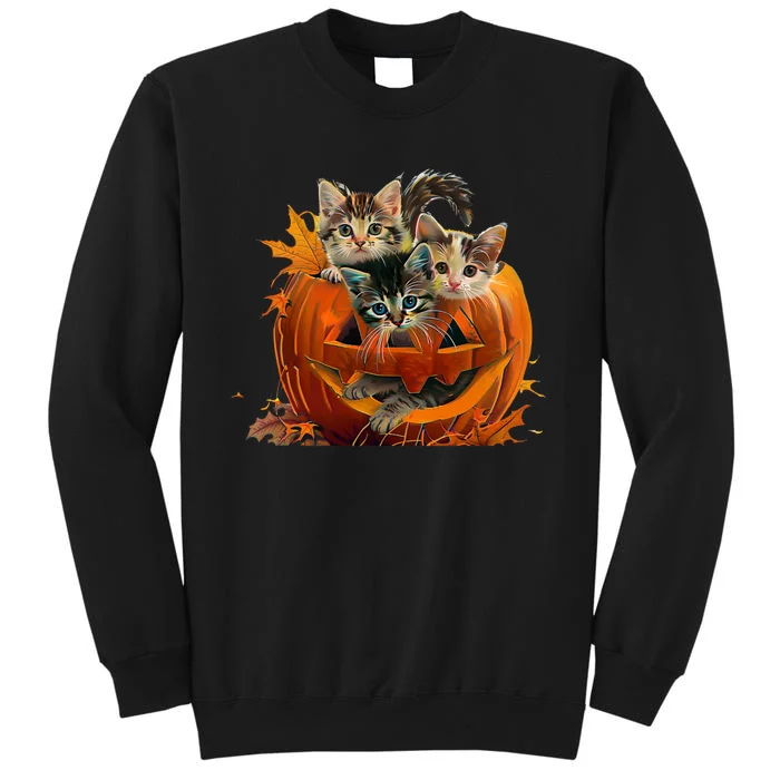 Retro Floral Spooky Season Vintage 90s Cat Pumpkin Halloween Sweatshirt