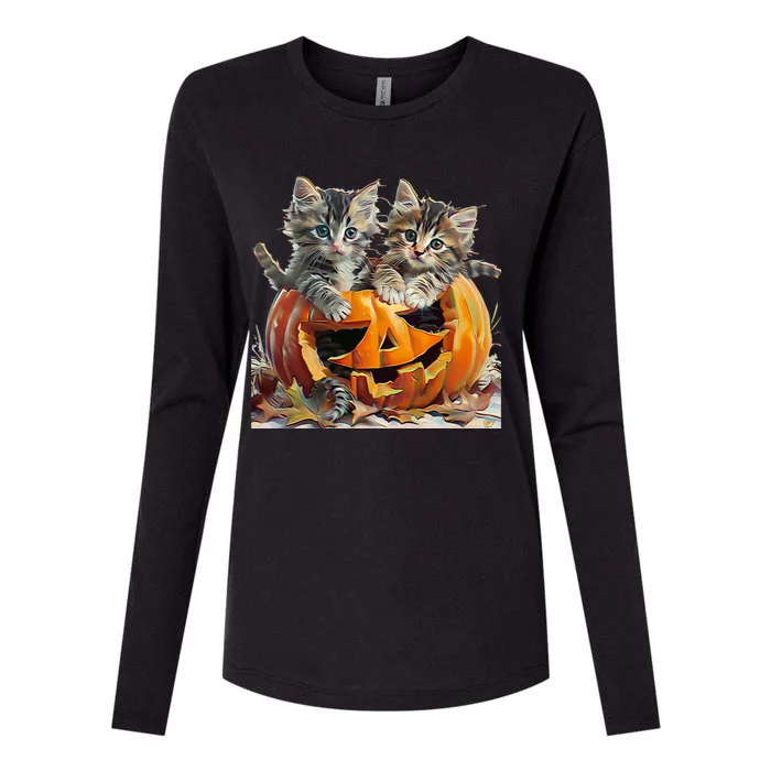 Retro Floral Spooky Season Womens Cotton Relaxed Long Sleeve T-Shirt