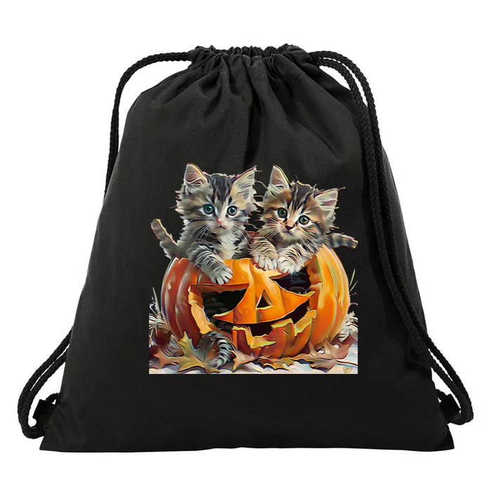 Retro Floral Spooky Season Drawstring Bag