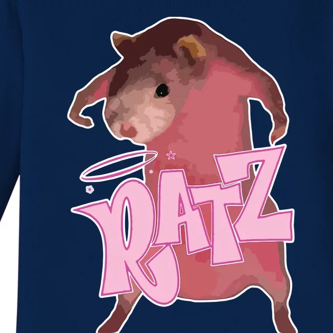 Ratz Funny Saying Rats Humor Mouse Cute Pink Rat Cool Meme Baby Long Sleeve Bodysuit