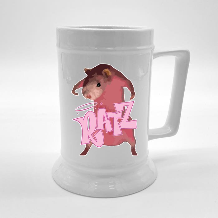 Ratz Funny Saying Rats Humor Mouse Cute Pink Rat Cool Meme Front & Back Beer Stein