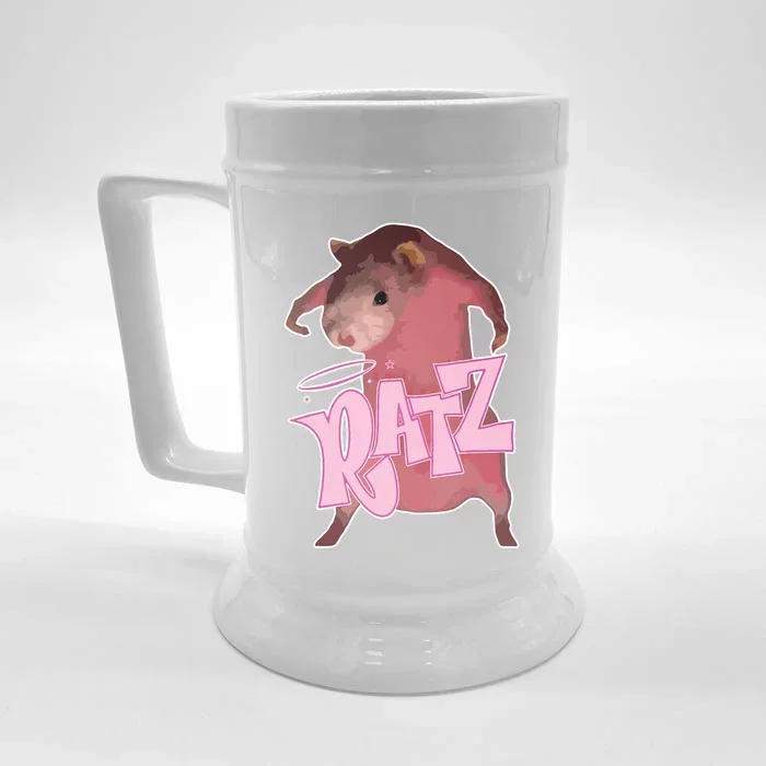 Ratz Funny Saying Rats Humor Mouse Cute Pink Rat Cool Meme Front & Back Beer Stein