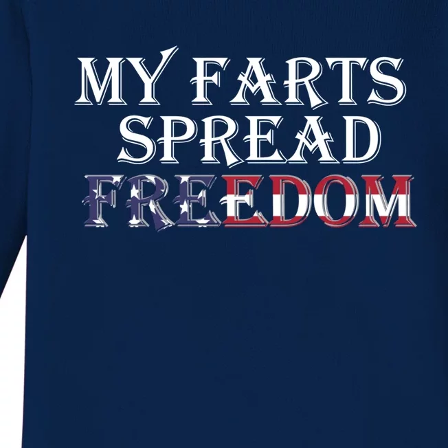 Redneck Farts Spread Freedom Country Joke Usa Flag Humor Cool Gift Baby Long Sleeve Bodysuit