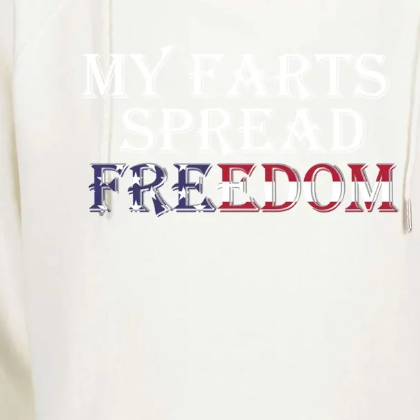 Redneck Farts Spread Freedom Country Joke Usa Flag Humour Gift Womens Funnel Neck Pullover Hood