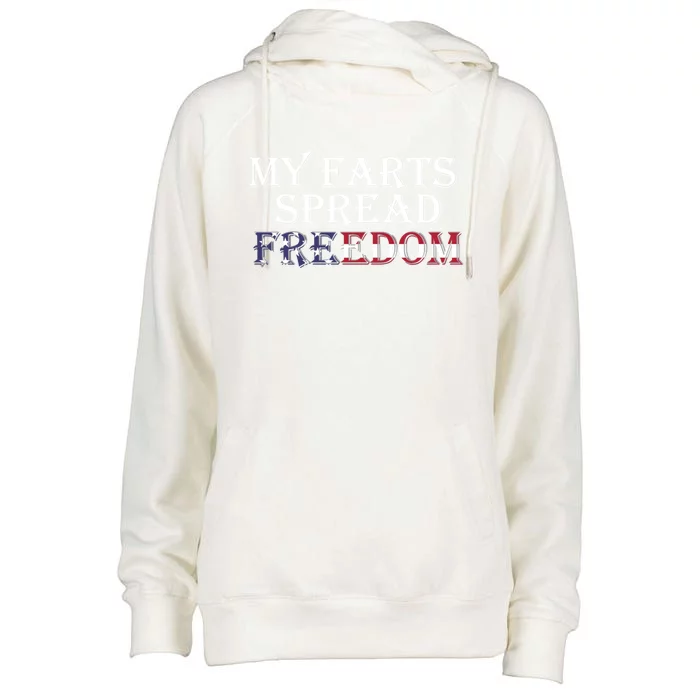 Redneck Farts Spread Freedom Country Joke Usa Flag Humour Gift Womens Funnel Neck Pullover Hood