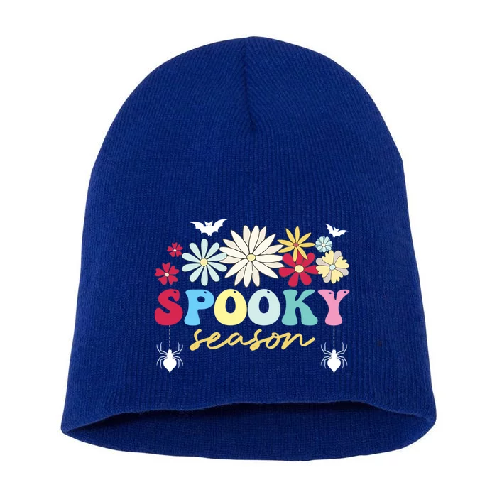 Retro Floral Spooky Season Spooky Vibes Halloween Meaningful Gift Short Acrylic Beanie