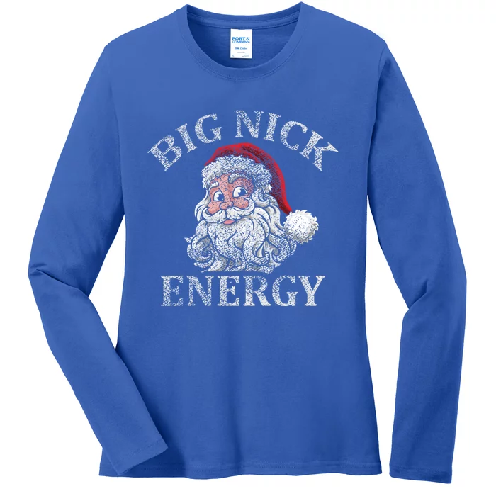 Retro Funny Santa Face Big Nick Energy Xmas Meaningful Gift Ladies Long Sleeve Shirt