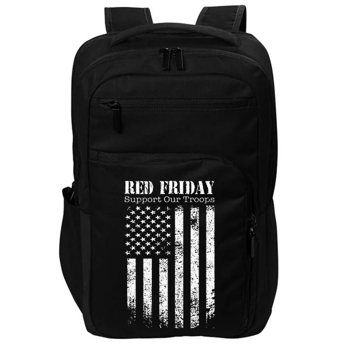 Red Friday Support Our Troops Military Memorial day Impact Tech Backpack