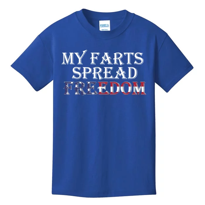 Redneck Farts Spread Freedom Country Joke Usa Flag Humour Gift Kids T-Shirt