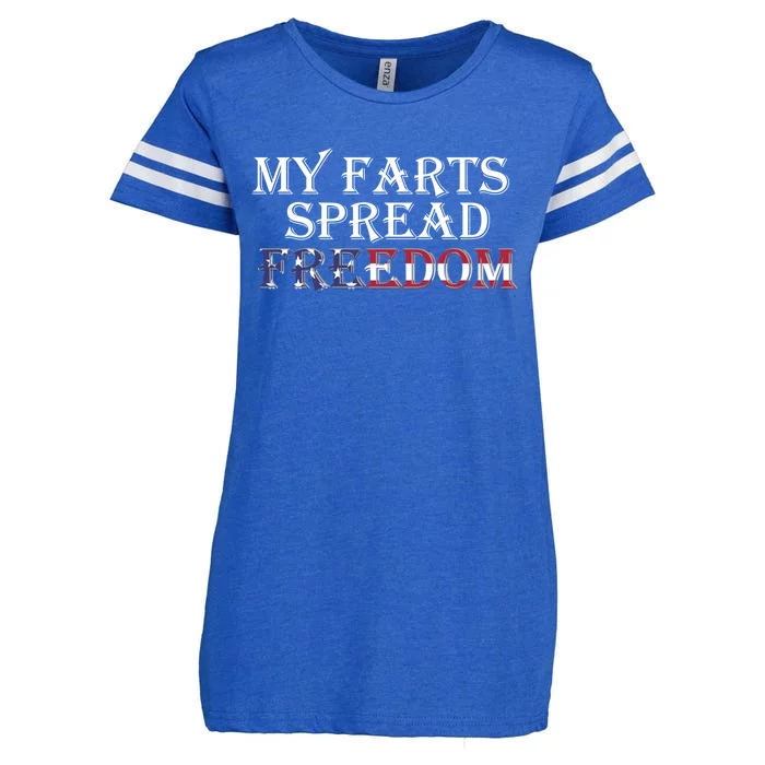 Redneck Farts Spread Freedom Country Joke Usa Flag Humour Gift Enza Ladies Jersey Football T-Shirt