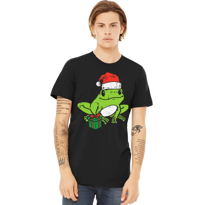 retro Frog Santa Funny Animal Christmas Premium T-Shirt