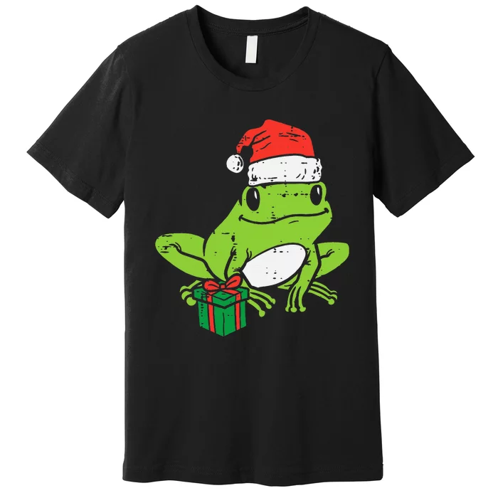 retro Frog Santa Funny Animal Christmas Premium T-Shirt