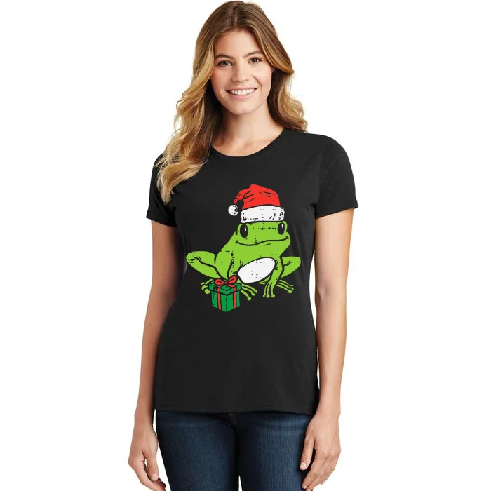 retro Frog Santa Funny Animal Christmas Women's T-Shirt